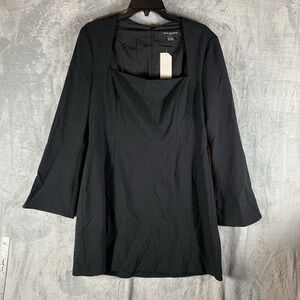 French Connection Women's Dress 12 Square Neck Long Sleeve Black Mini Witchy